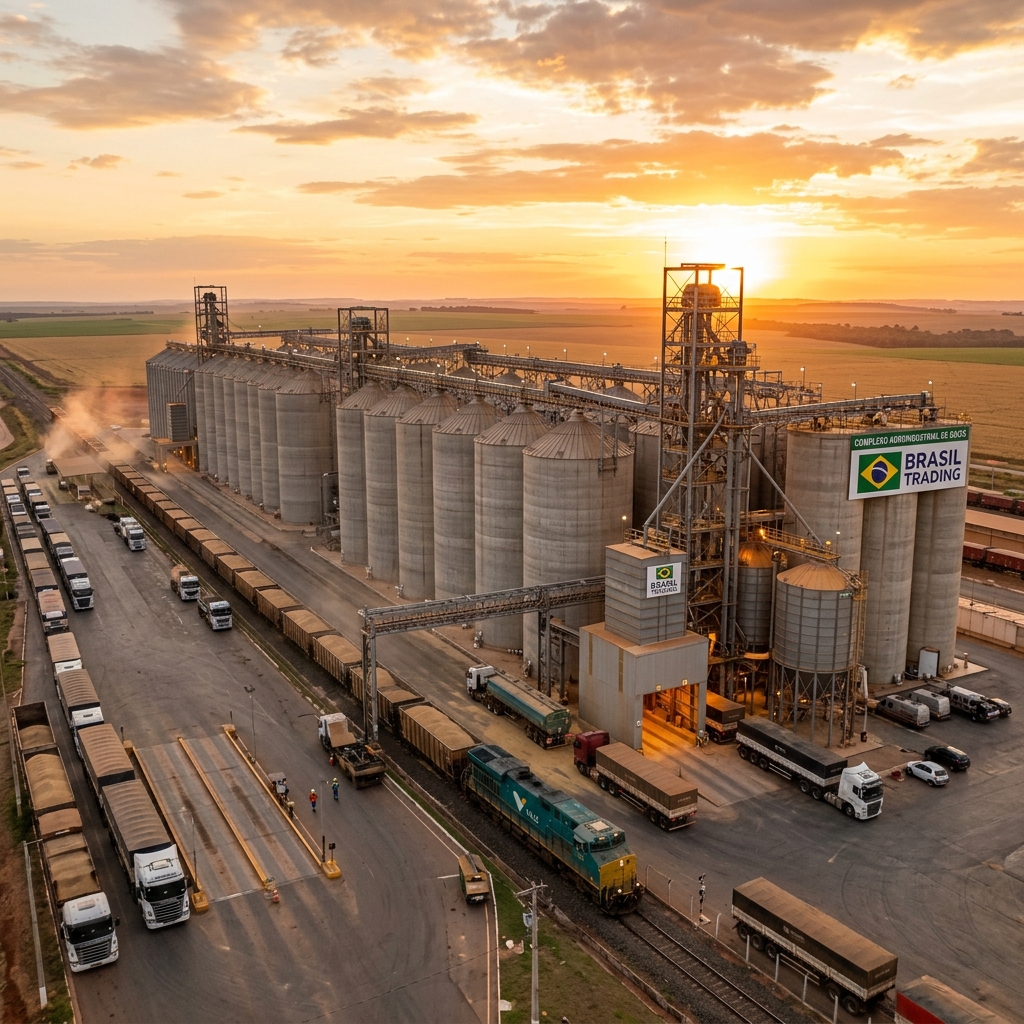 Silos graneleiros e estrutura de armazenamento Mega Agro